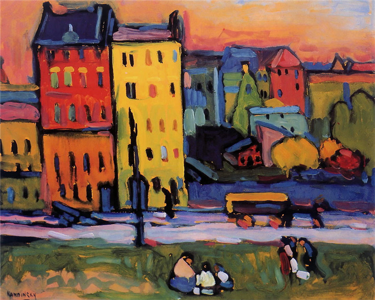 Houses in Munich 1908 Wassily Kandinsky Abstract Painting